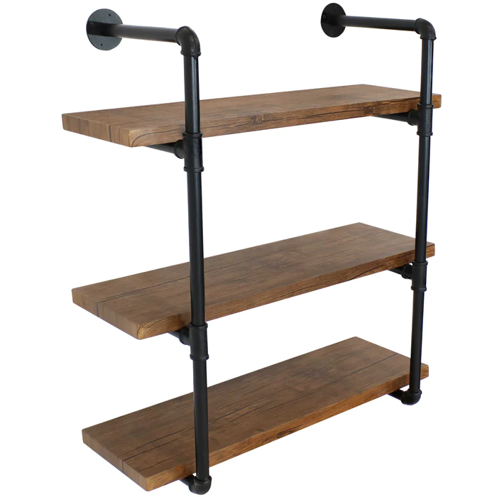 3-Tier Industrial Style Wall-Mount Hanging Bookshelf